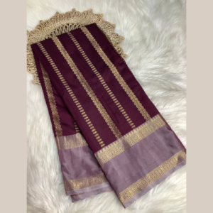 Wine colour Banarasi semi katan soft silk saree