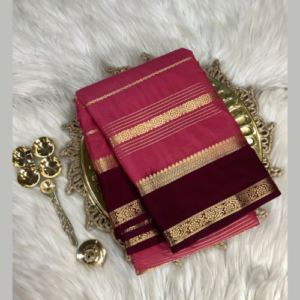 Lotus pink colour Mysore Crepe Silk saree