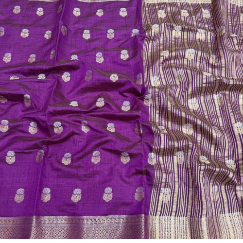 Magenta color Soft semi Tussar silk saree - Image 3
