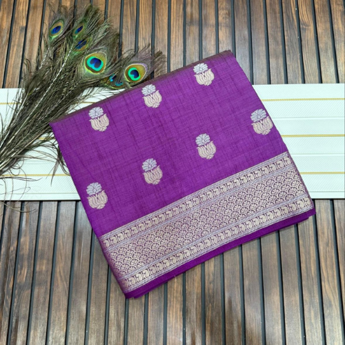 Magenta color Soft semi Tussar silk saree