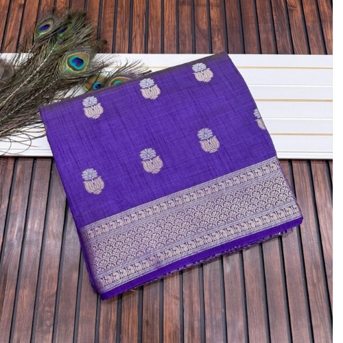 Purple color Soft semi Tussar silk saree