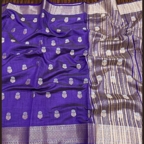 Purple color Soft semi Tussar silk saree - Image 2