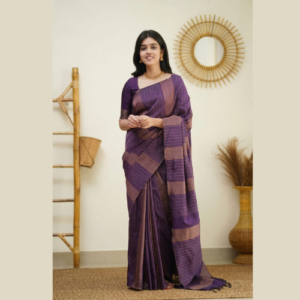 Magenta colour Soft Lichi silk saree