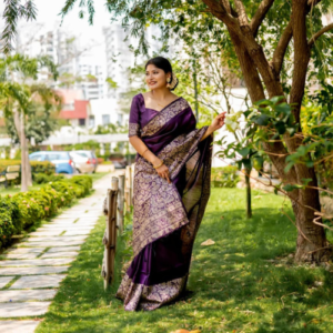 Magenta color Handloom raw silk saree