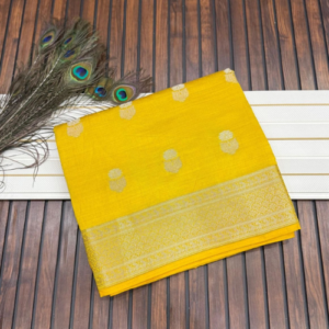 Yellow color Soft semi Tussar silk saree