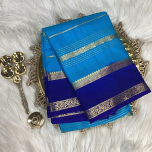Light Blue colour Mysore Crepe Silk saree