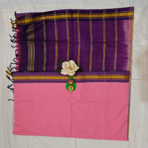 Baby pink colour Pure Cotton Udupi saree - Image 3