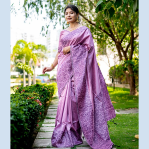 Baby Pink color Handloom raw silk saree