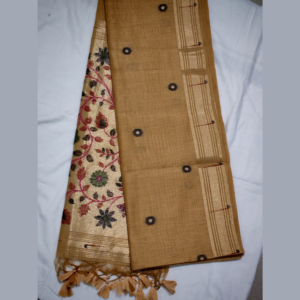 Beige colour Fancy Silk Cotton Paithani Saree