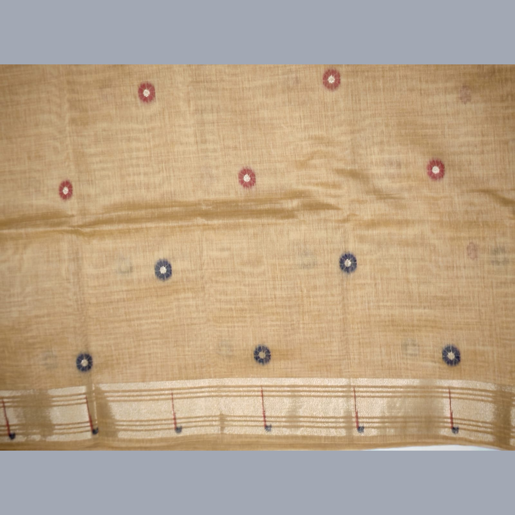 Beige colour Fancy Silk Cotton Paithani Saree - Image 3