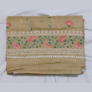 Beige colour Kota Thread work saree