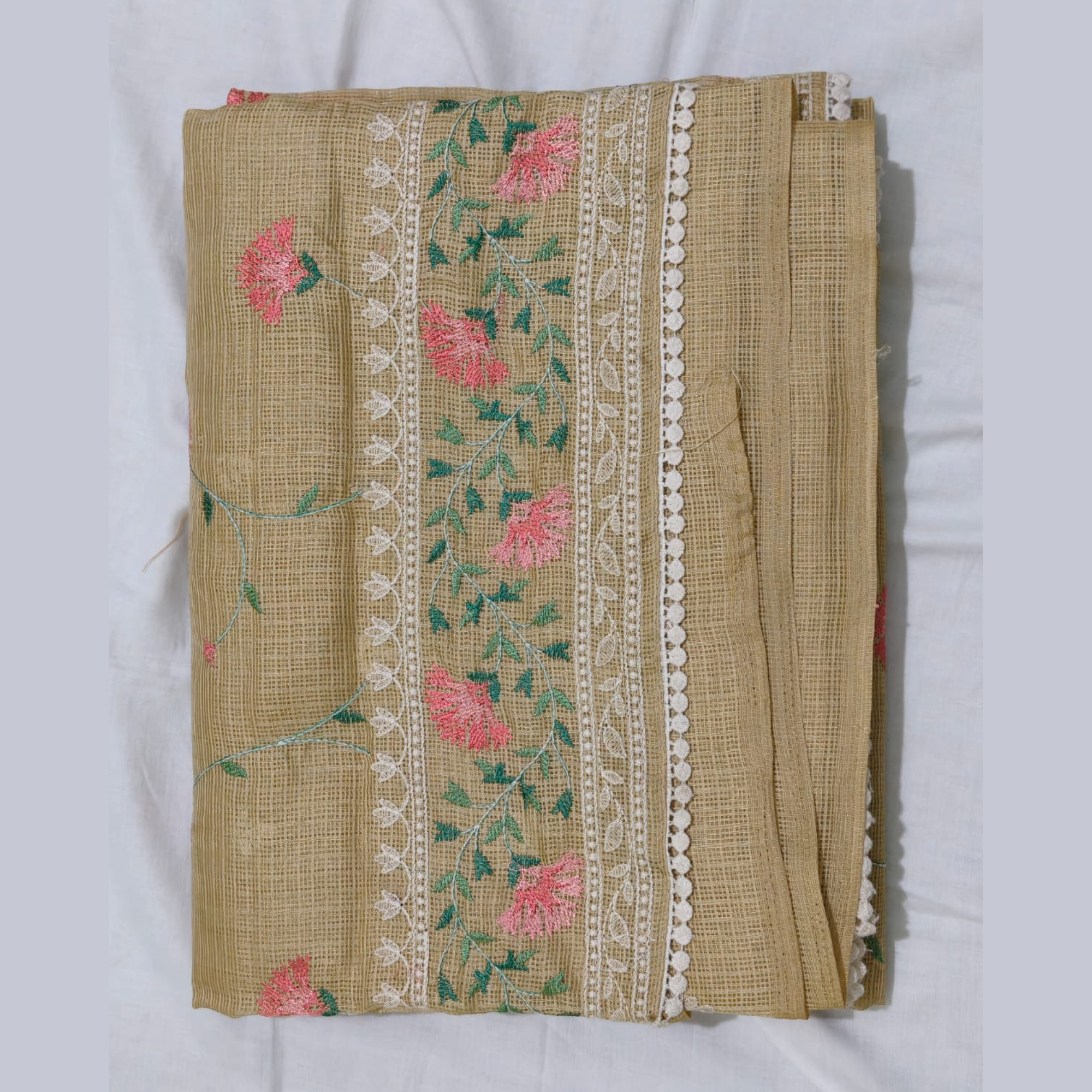 Beige colour Kota Thread work saree - Image 6