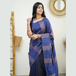 Blue colour Soft Lichi silk saree