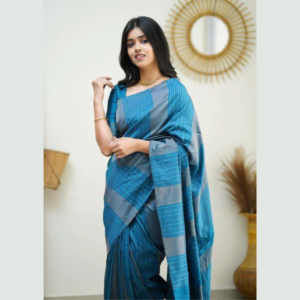 Firozi colour Soft Lichi silk saree