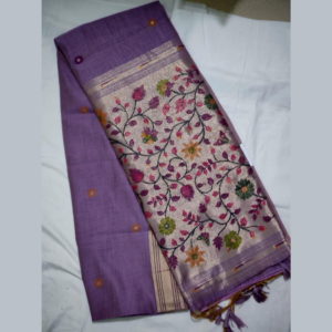 Lavender colour Fancy Silk Cotton Paithani Saree