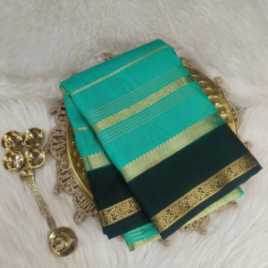 Sea Green colour Mysore Crepe Silk saree
