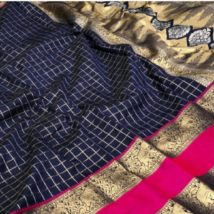 Navy Blue colour Fancy kanchipuram Silk saree