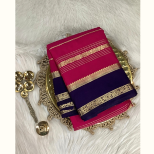 Dark Pink colour Mysore Crepe Silk saree