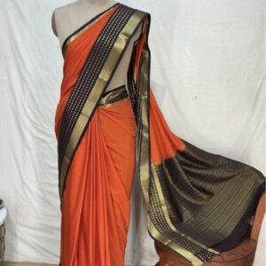 Rust Orange colour Mysore Crepe Silk saree