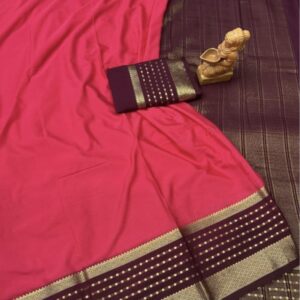 Pink colour Mysore Crepe Silk saree