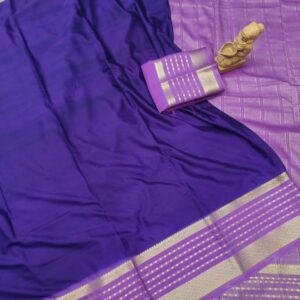 Purple colour Mysore Crepe Silk saree